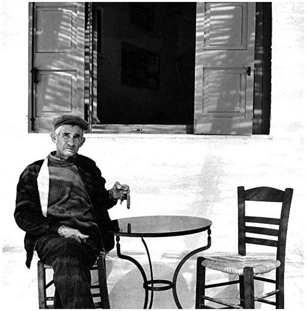 Greek Man and Cafe